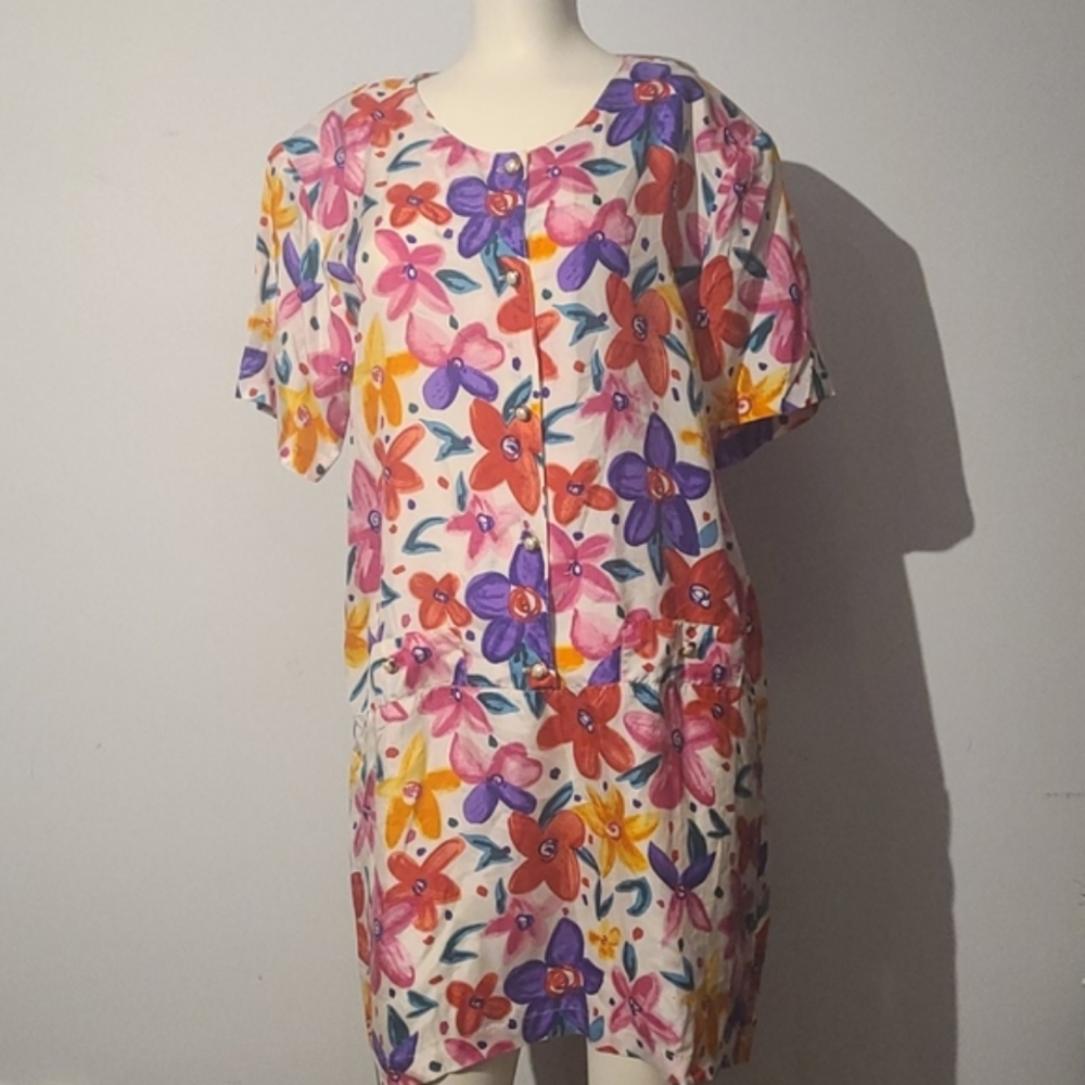 Vintage 100% silk tunic floral dress